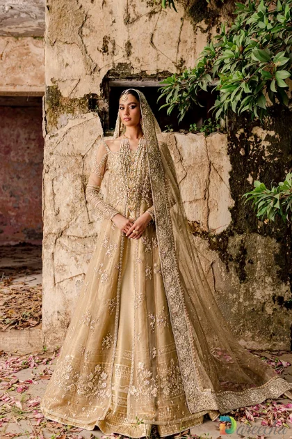 Organza front open lehenga in metallic gold