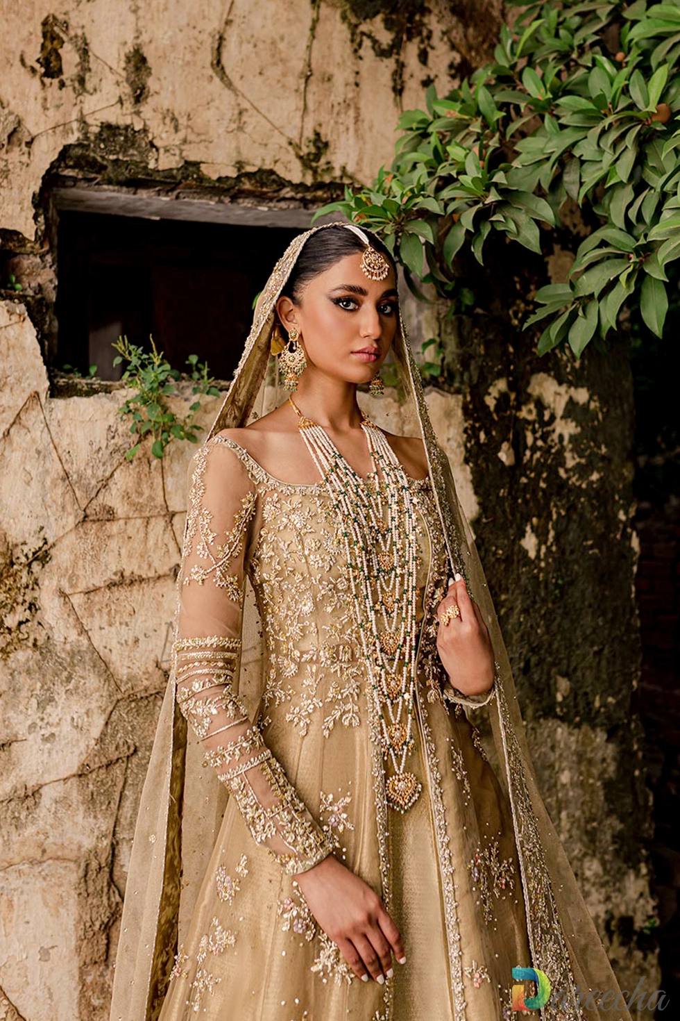 Close up of zardozi and gota embroidery details